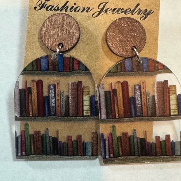 Jewelry - Book-Themed Earrings with Wooden Accents